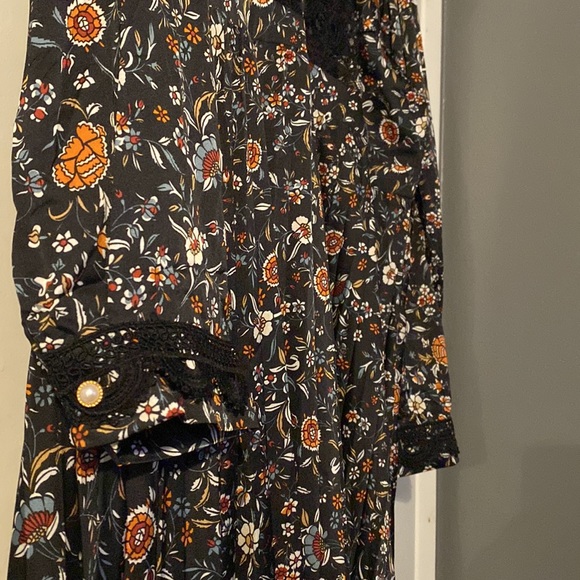 Dalia Macphee | Dresses | Nwtdalia Macphee Dark Floral Long Sleeve Midi ...